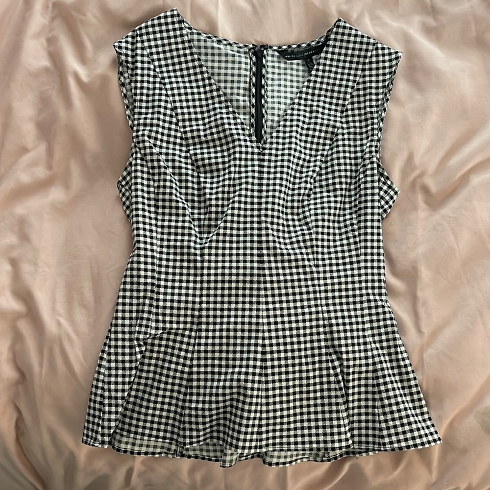 BRAND NEW. White House Black Market checkered peplum top.